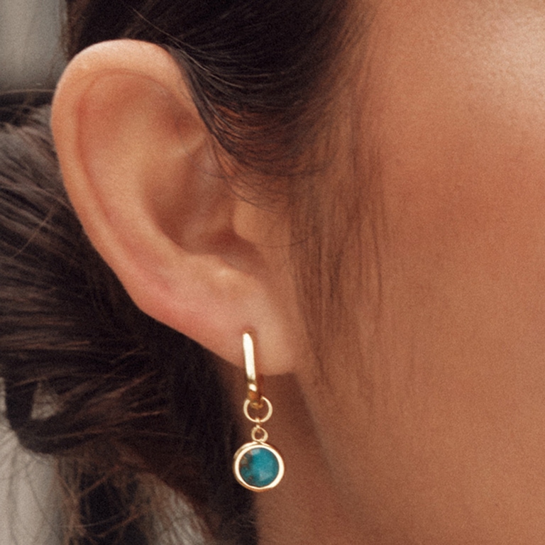 Gold Biography Turquoise Earring Charm