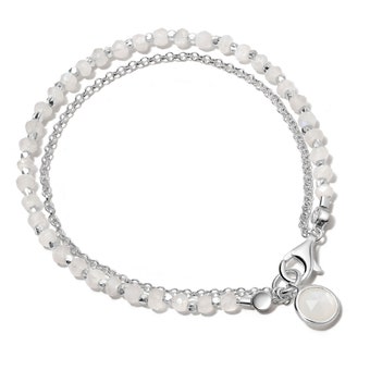 Silver Biography Rainbow Moonstone Charm Bracelet
