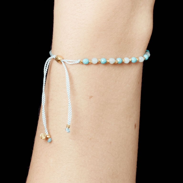 Amazonite Skinny Biography Bracelet in Yellow Gold Vermeil 