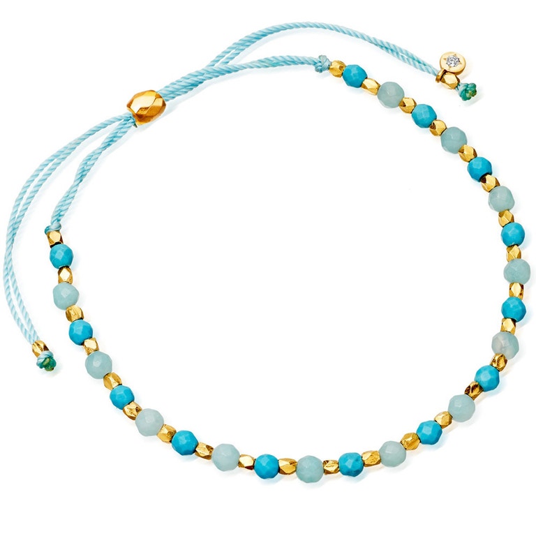 Amazonite Skinny Biography Bracelet in Yellow Gold Vermeil 