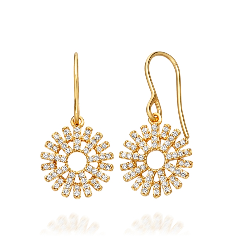 Rising Sun Earrings in Yellow Gold