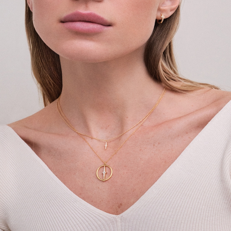 Gold Luna Light Spinning Orb Necklace