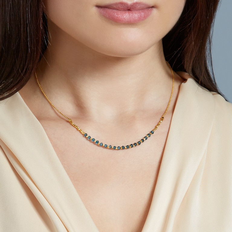 Ocean Quartz Detail Biography Necklace in Yellow Gold Vermeil
