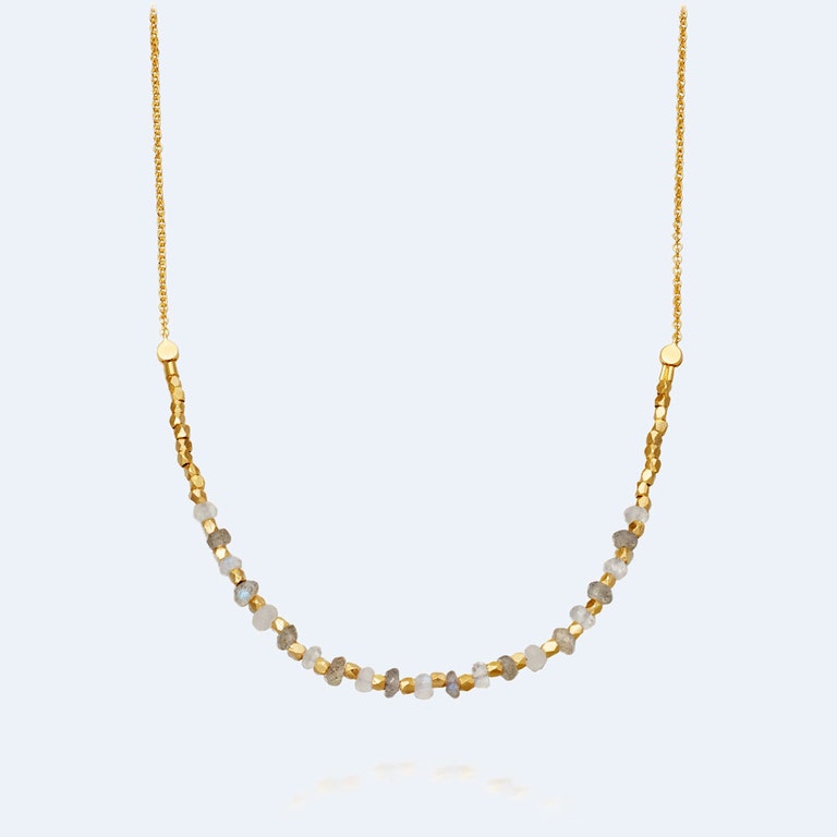 Labradorite Detail Biography Necklace in Yellow Gold Vermeil