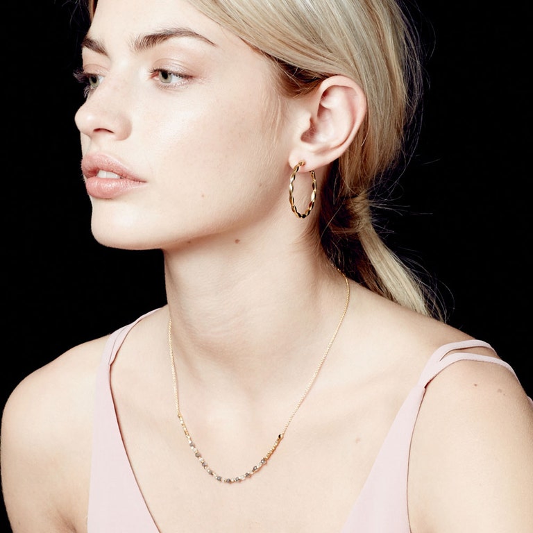 Labradorite Detail Biography Necklace in Yellow Gold Vermeil