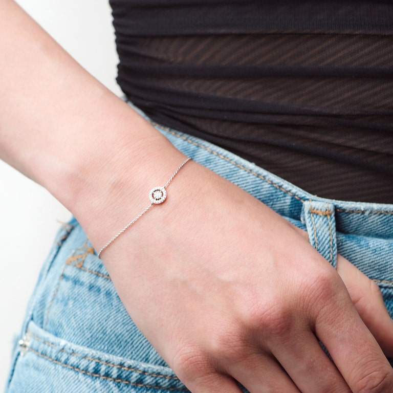 Solid White Gold Icon Aura Bracelet