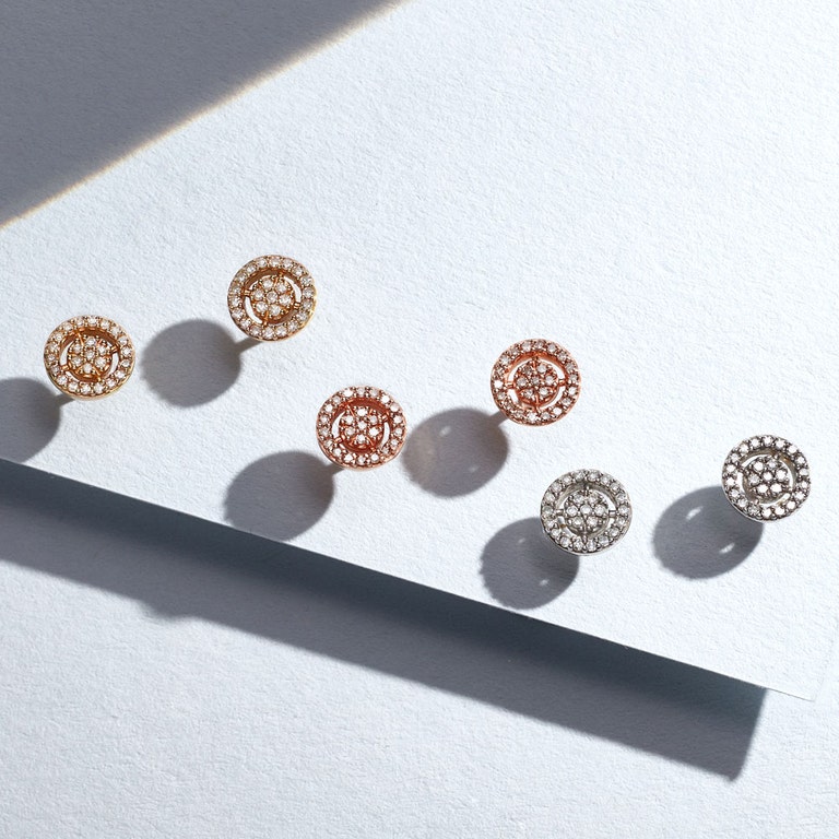 Solid White Gold Icon Aura Natural Diamond Stud Earrings