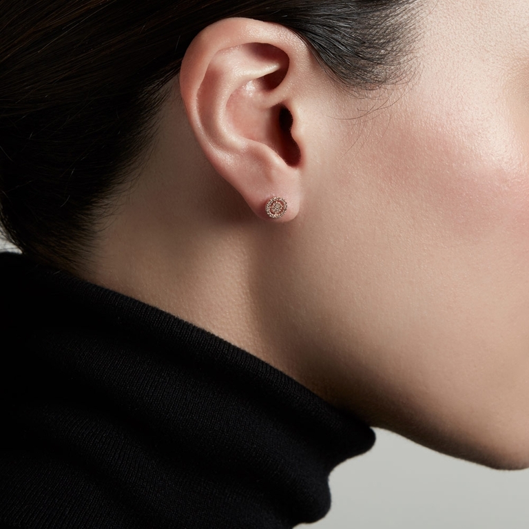 Mini Icon Aura Diamond Stud Earrings in Rose Gold 