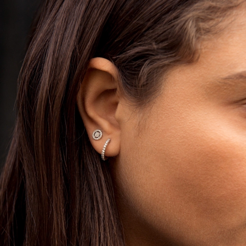 Solid White Gold Icon Aura Natural Diamond Stud Earrings