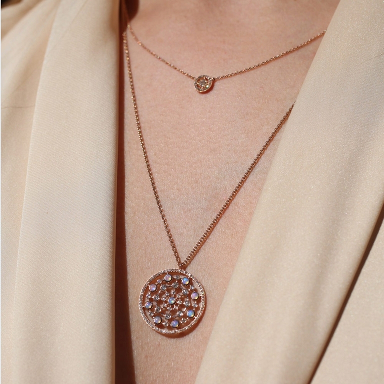 Mini Icon Aura Diamond Pendant Necklace in Rose Gold 