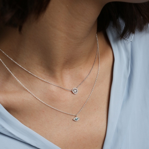 Solid White Gold Icon Aura Natural Diamond Pendant