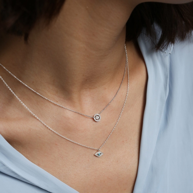 Solid White Gold Icon Aura Natural Diamond Pendant