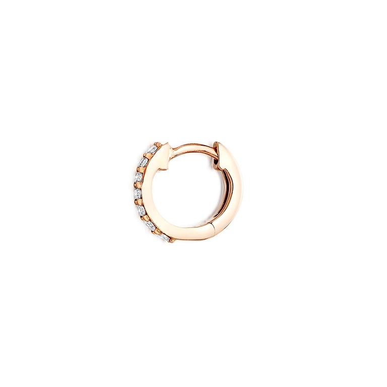 Huggie Halo Diamond Single Hoop Earring in Rose Gold
