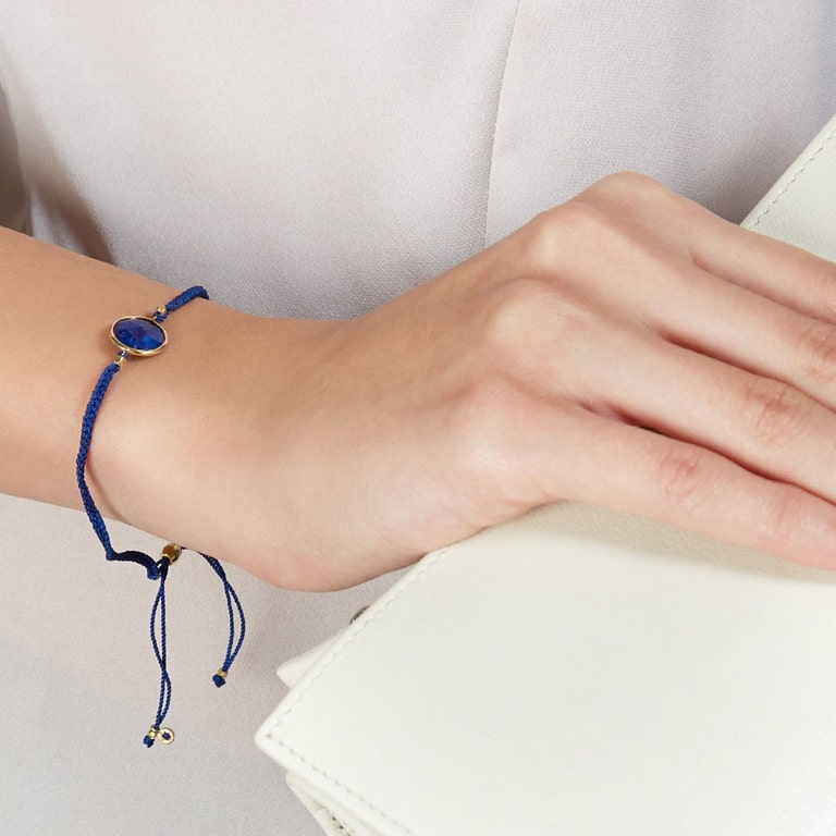Lapis Polka Biography Bracelet | 18 Ct Yellow Gold Vermeil | Astley Clarke