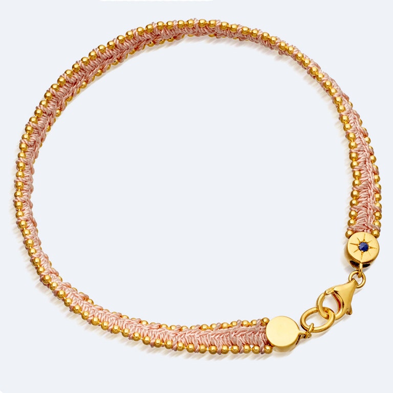 Peach Blush Woven Biography Bracelet | 18 Ct Yellow Gold Vermeil | Astley Clarke