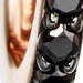 Solid Rose Gold Black Diamond Huggie Hoop Earrings