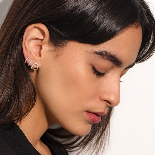 Solid Gold Halo Natural Diamond Stud Earrings