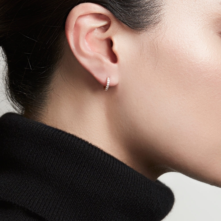 Solid Gold Halo Mini Single Hoop Earring