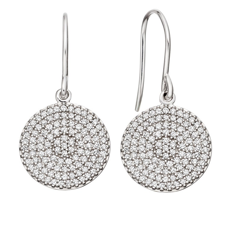 Solid White Gold Icon Drop Diamond Earrings