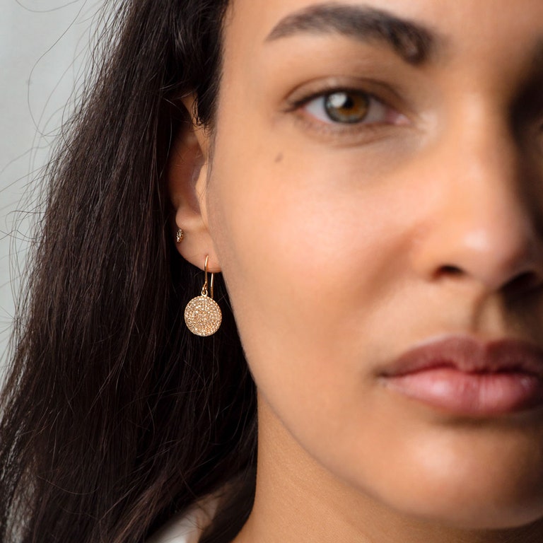 solid gold diamond drop earrings