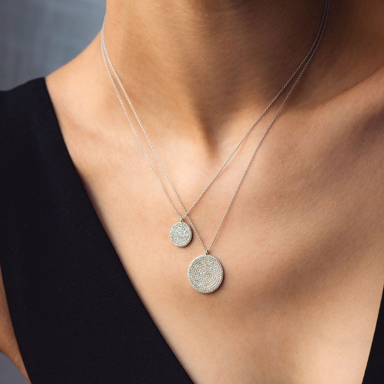 Large Icon Diamond Pendant Necklace in White Gold