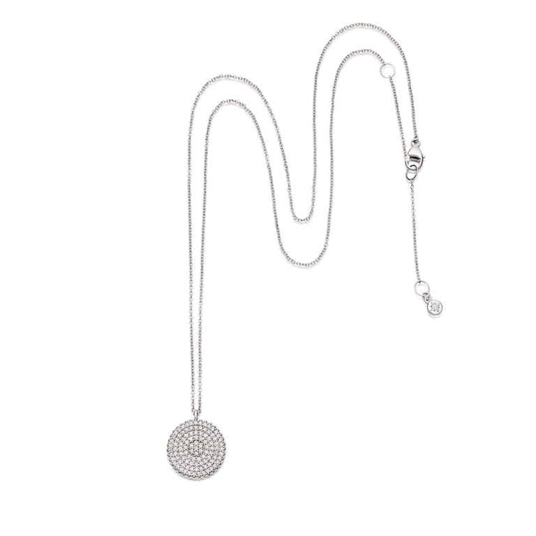 14ct Solid White Gold Icon Diamond Pendant Necklace