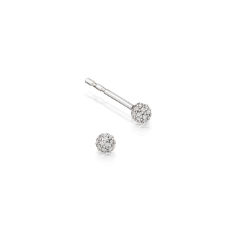 Pave Halo Stud Earrings in White Gold