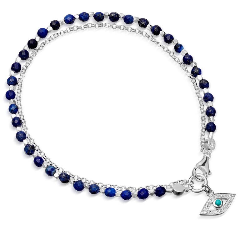 Lapis Evil Eye Biography Bracelet in Sterling Silver