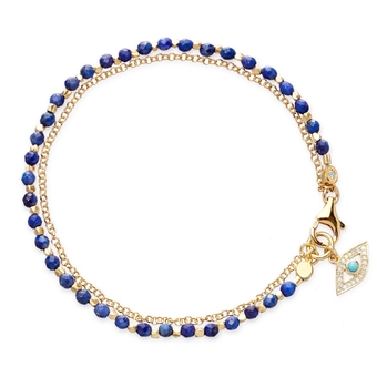 Lapis Evil Eye Biography Bracelet - Yellow