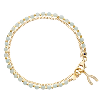 Amazonite Wishbone Biography Bracelet