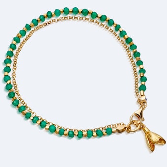Green Agate Snowdrop Biography Bracelet | 18 Ct Yellow Gold Vermeil | Astley Clarke
