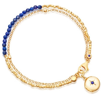 Lapis Locket Biography Bracelet in yellow gold vermeil
