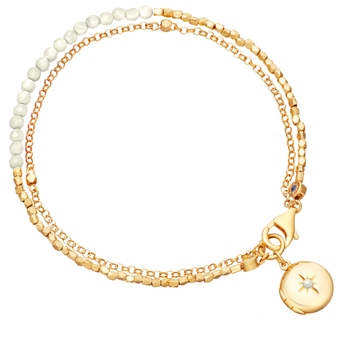 Moonstone Locket Biography Bracelet IN YELLOW GOLD VERMEIL