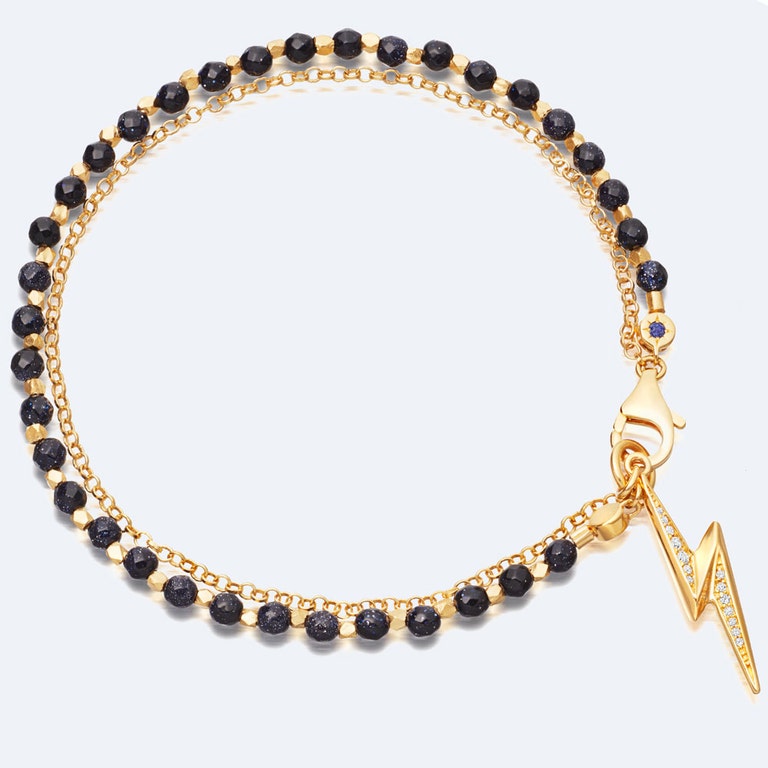 Midnight Lightening Bolt Biography Bracelet | 18 Ct Yellow Gold Vermeil | Astley Clarke