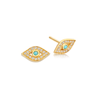 Mini Evil Eye Biography Stud Earrings in Yellow Gold Vermeil