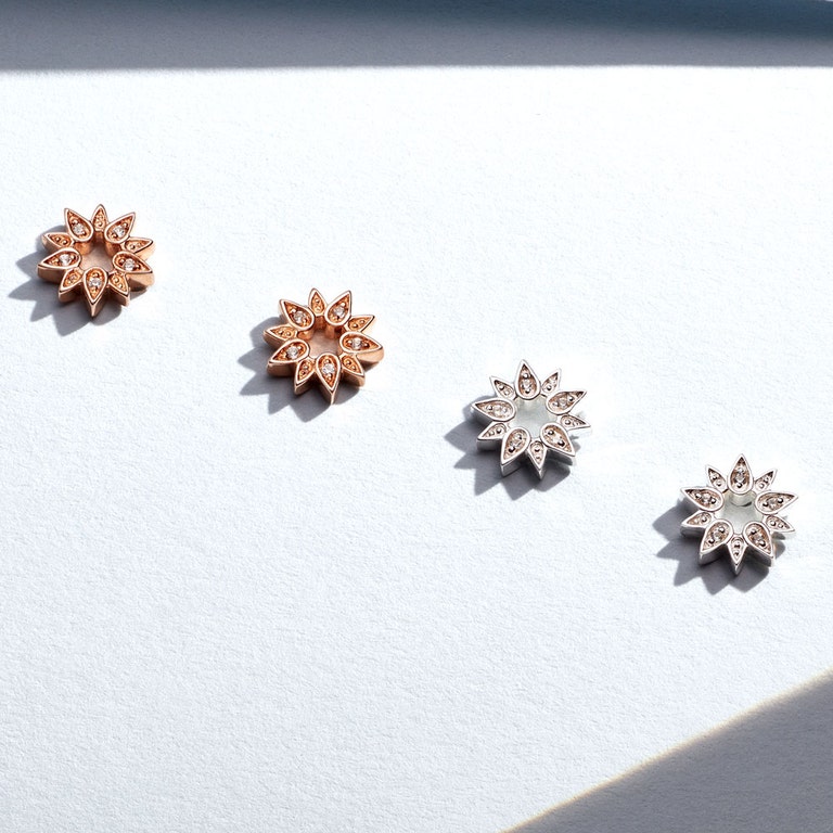 Mini Sun Biography Stud Earrings in Sterling Silver