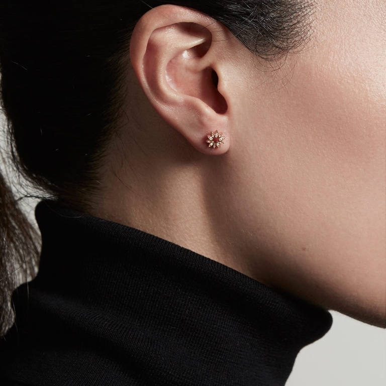 Rose Gold Biography Mini Sun Stud Earrings