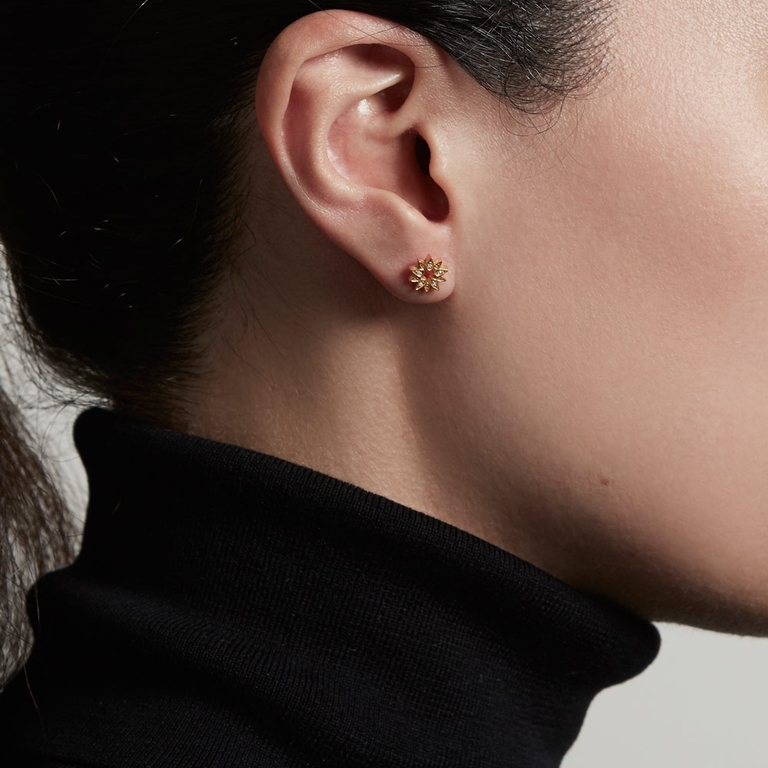 Gold Biography Mini Sun Single Stud Earring