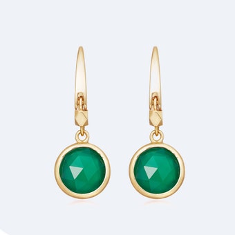 Mini Round Stilla Green Onyx Earrings in Yellow Gold Vermeil