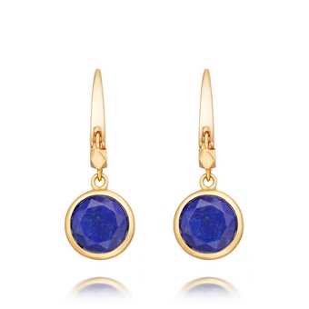 Mini Round Stilla Lapis Earrings in Yellow Gold Vermeil