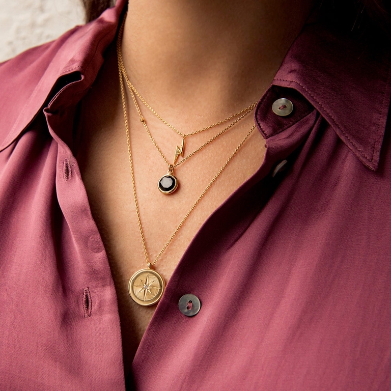 Gold Stilla Black Onyx Pendant Necklace
