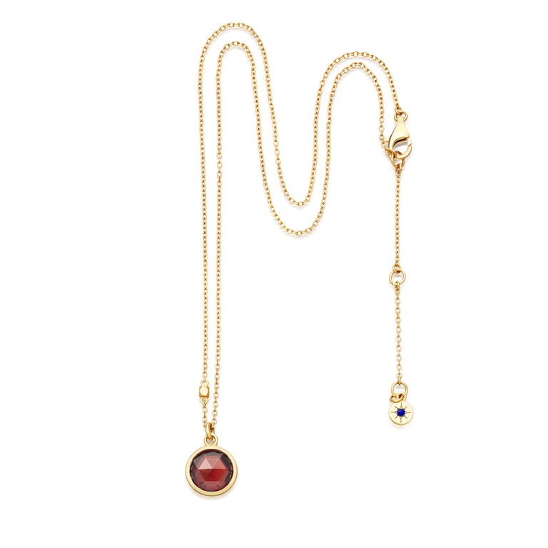 Round Stilla Red Garnet Pendant Necklace in Yellow Gold Vermeil