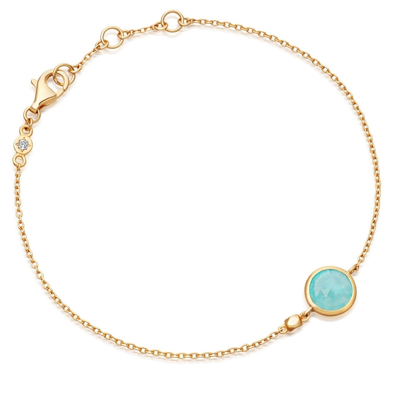 Mini Round Amazonite Stilla Bracelet in Yellow Gold Vermeil