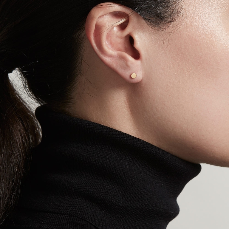 Gold Stilla Disc Stud Earrings 