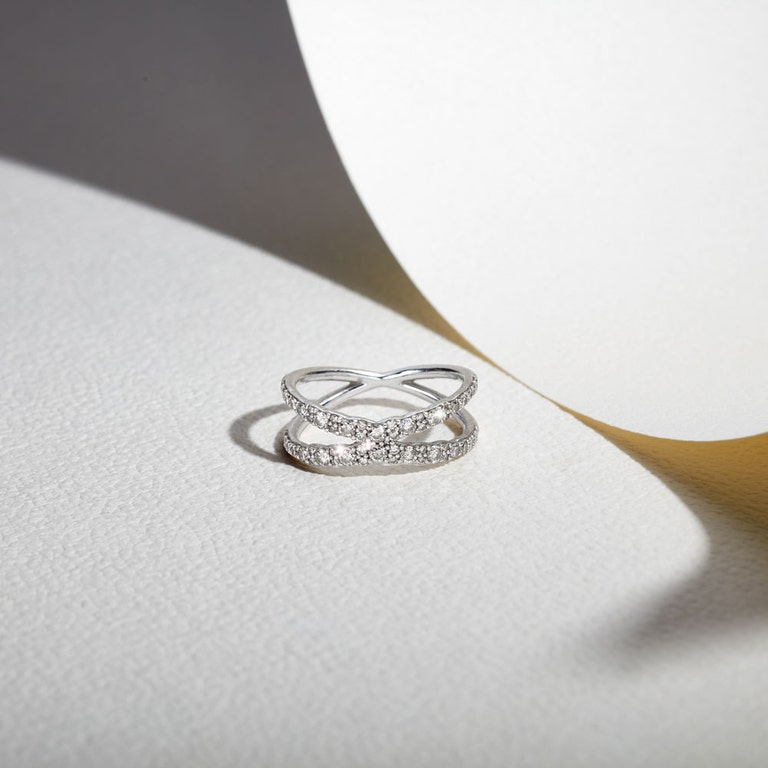 Fusion Interstellar Diamond Ring in White Gold 