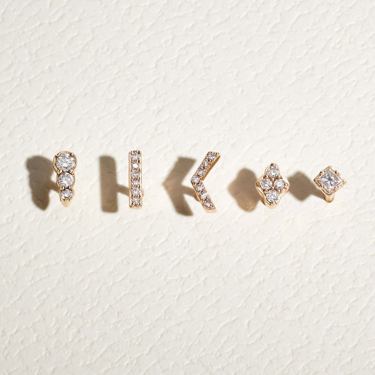 Solid Gold Interstellar Mini Stud Earrings