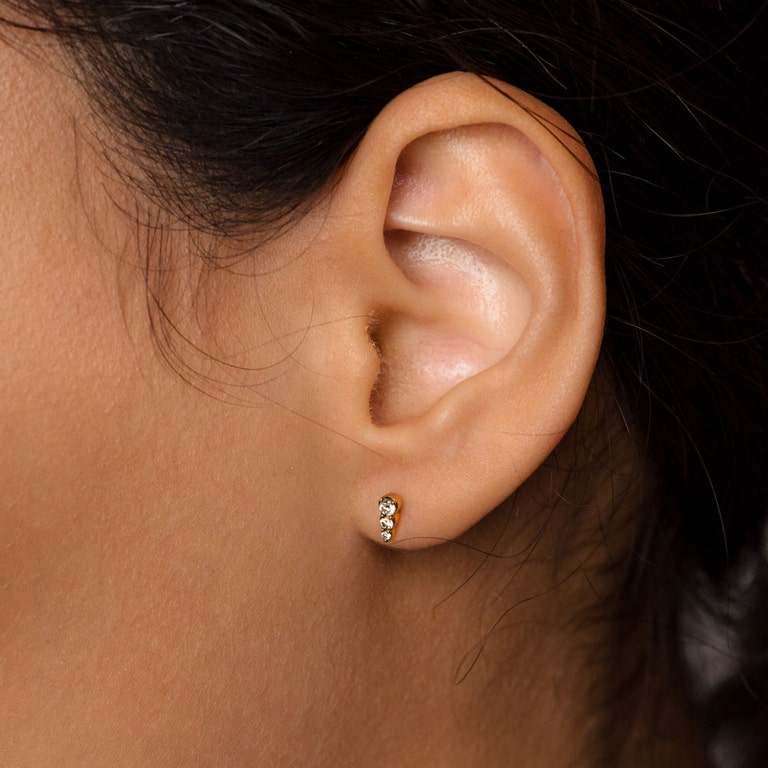 Mini Interstellar Diamond Stud Earrings in Yellow Gold
