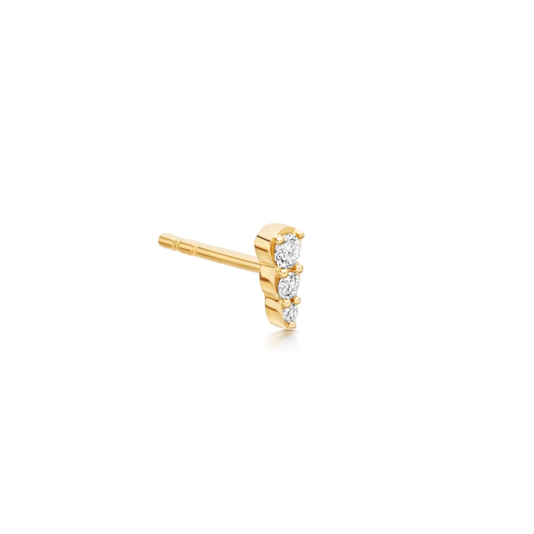 Solid Gold Interstellar Mini  Single Stud Earring