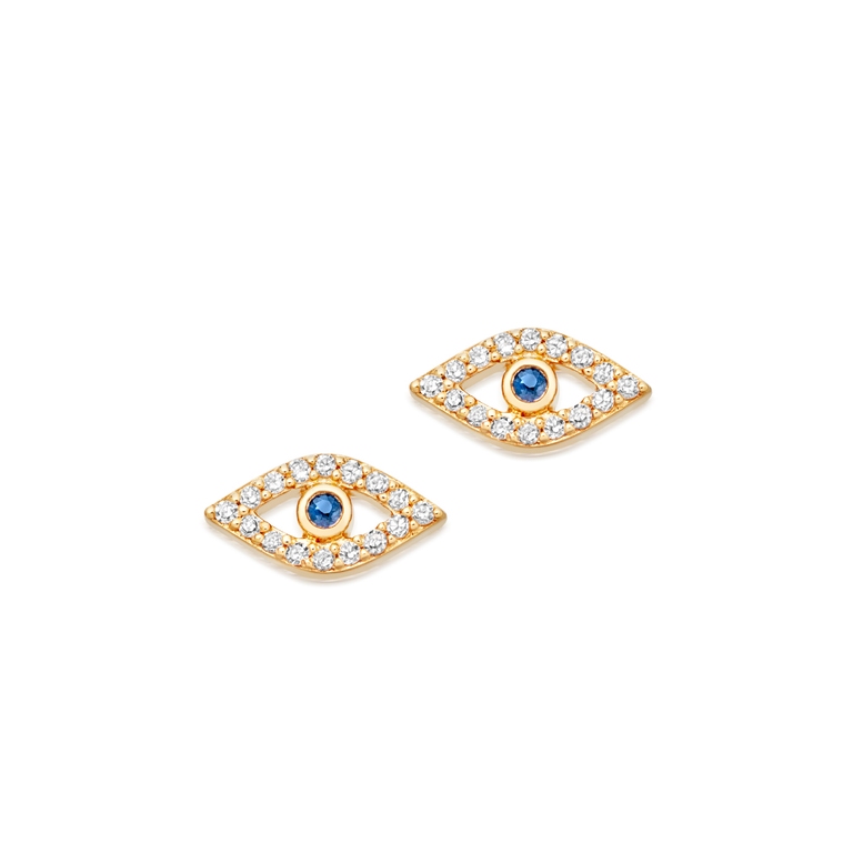 Evil Eye Fine Biography Stud Earrings in Yellow Gold