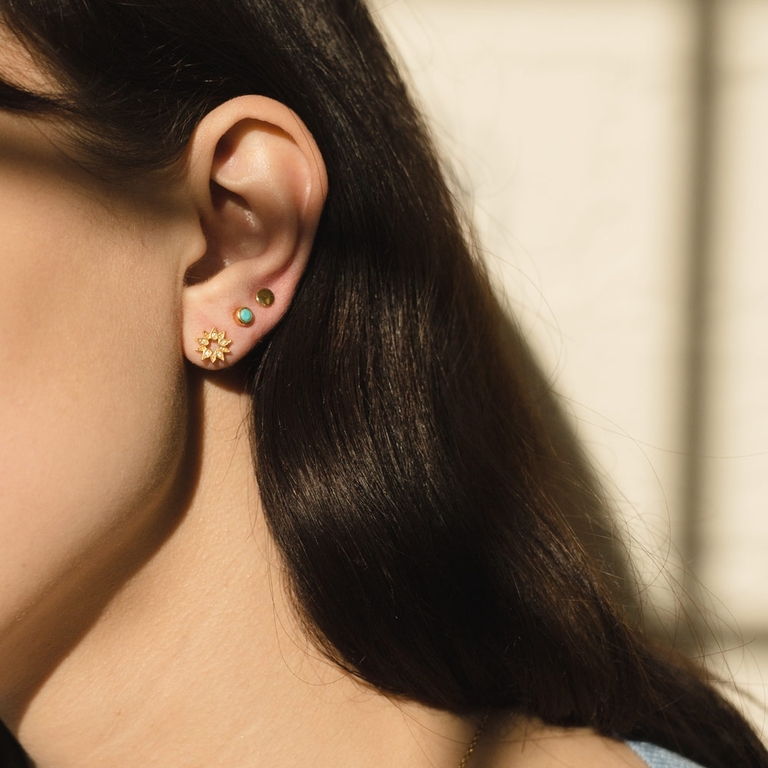 Gold Biography Mini Sun Single Stud Earring